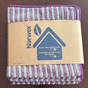 Norwex Purple and Gray Striped Body and Face Pack